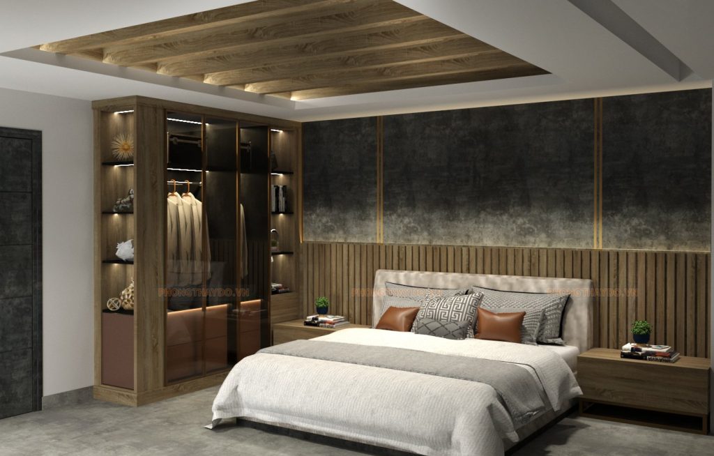 thiết kế phòng ngủ 30m2 có phòng thay đồ