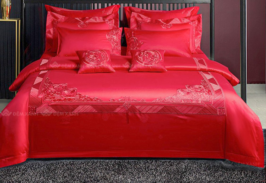 chăn ga gối đệm màu đỏ