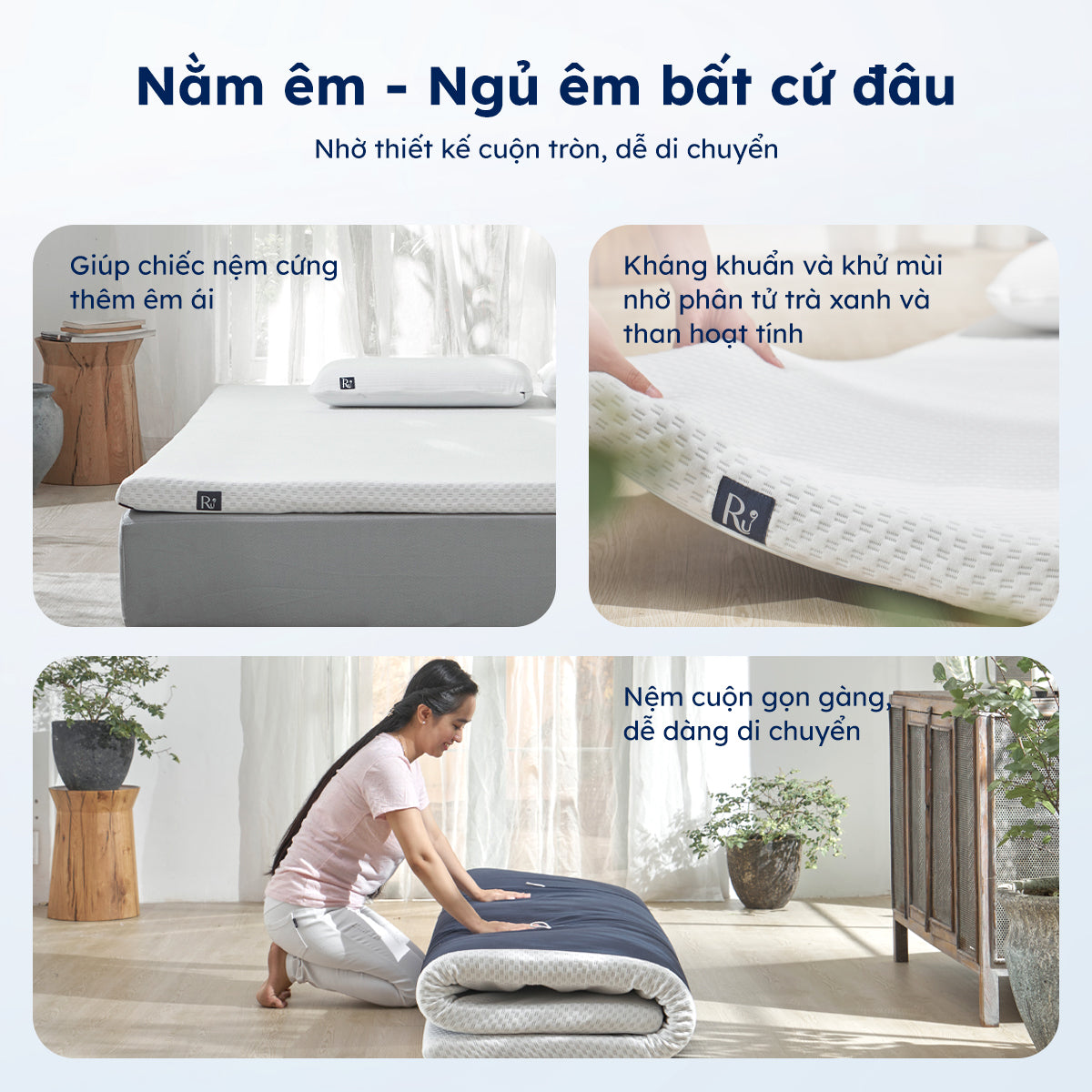 Cách chọn nệm dễ cuộn gọn để vận chuyển xa