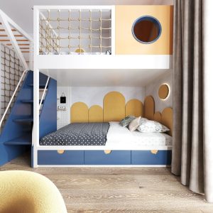 thiết kế phòng ngủ 12m2 cho 2 bé