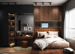 phòng ngủ phong cách industrial