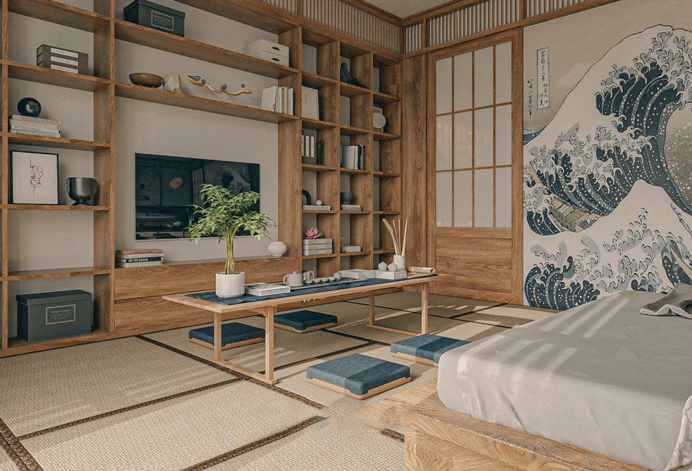 Nệm âm sàn phong cách Nhật